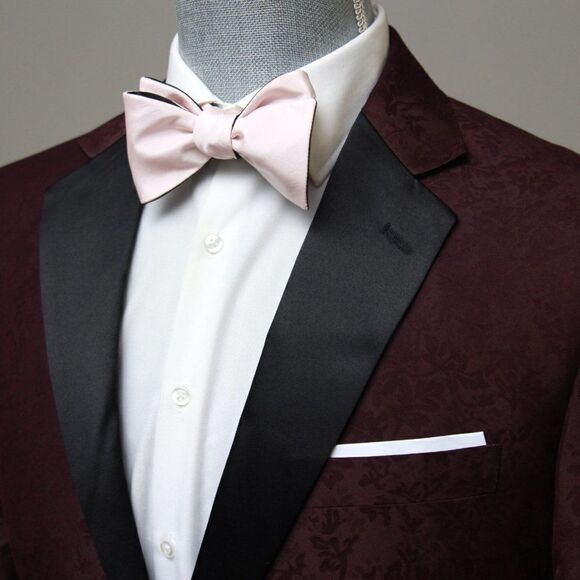 Men's bow tie Silk Pink Black Reversible Self - tied Bow tie Gift Box - Picture 6 of 13